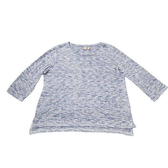 Chico's Sz 3/US‎ XL Blue Metallic Side Slit Pullover Top - Picture 5 of 13